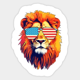 Patriotic Lion With Sunglasses Sticker